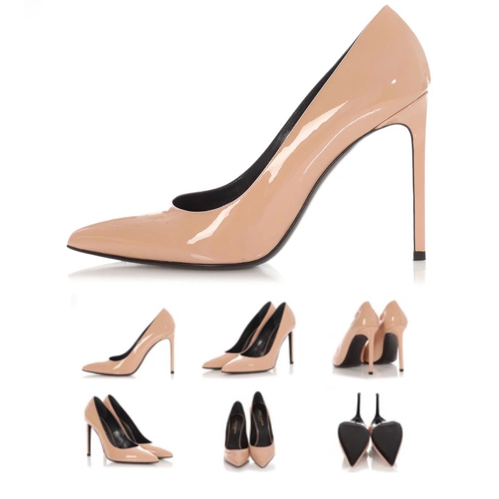Saint Laurent Beige Patent Leather Heels